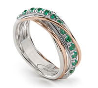 Anillo Gioielleria Dossena  Mujer in Oro rosa Smeraldo 0.65 Ct AN112ARSM RUBINIA - AN112ARSM RUBINIA